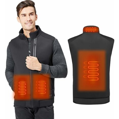 Gizcam Gilet Chauffant Homme Femme,USB Veste Chauffante,Gilet Chauffant Électrique Sans Manche avec 3 Températures Réglables&4 Zones de Chauffage,Double Contrôle,pour L'alpinisme D'hiver, Camping,Ski(3XL)