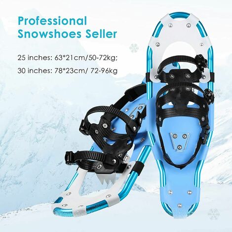 Gizcam Raquettes à neige, cadre en aluminium, avec bâtons de randonnée réglables en taille 3 en 1, équipement de randonnée sur neige, ensemble de chaussures anti-ski avec sac de transport, bleu 78 x 23 cm
