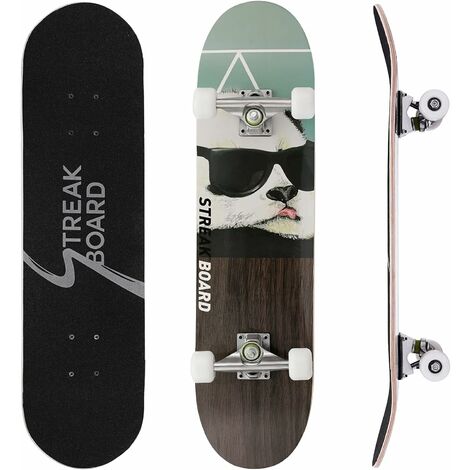 IDE Play Skateboard 8 Strati mazzi 46X9 PRO Complete Skate Board Acero Legno Longboard per Adolescenti Adulti Principianti Ragazzi delle Ragazze,A 