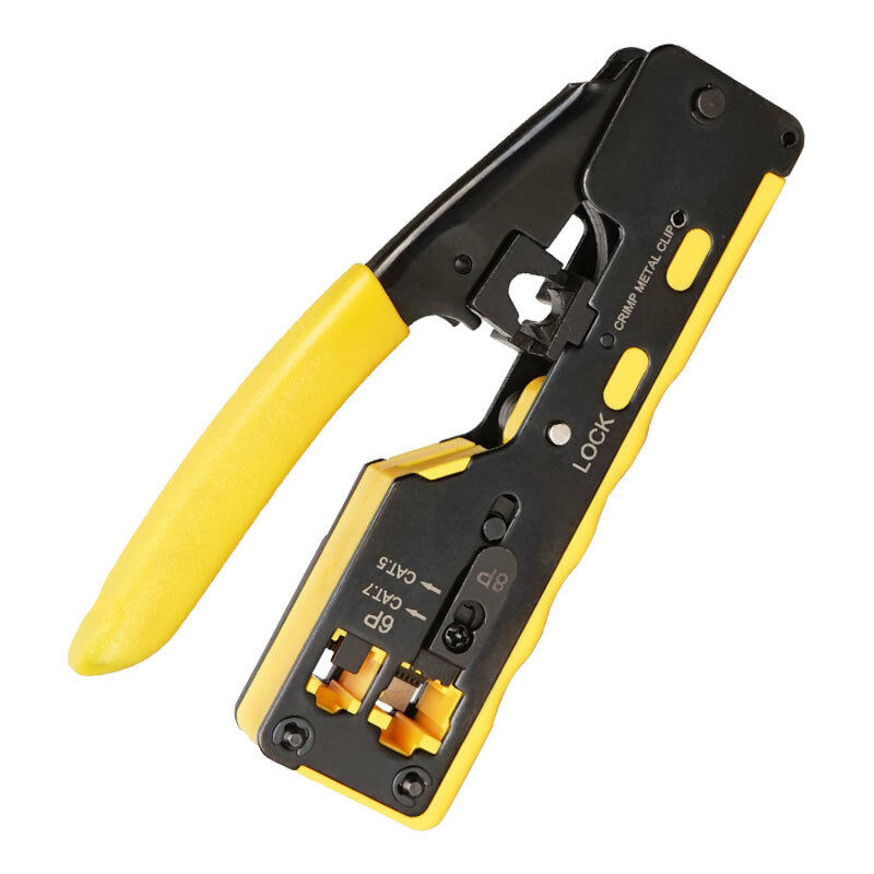 GJ669BK RJ45 Crimping Pliers Crimping Tool Repair Tool for CAT7 RJ45 Network Jack,Yellow