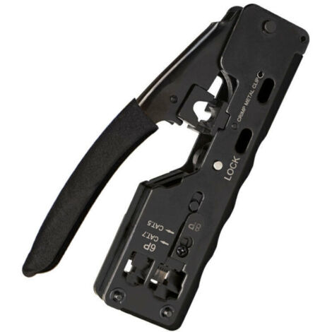 GJ669BK RJ45 Crimpzange, Crimpwerkzeug, Reparaturwerkzeug für CAT7 RJ45 Netzwerkstecker, Schwarz