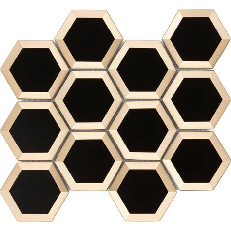 GL20040 – Mosaique de verre noir et or – Dimensions 25,8 x 22,3 x 0,8 cm – Produit vendu à l'unité – Barwolf