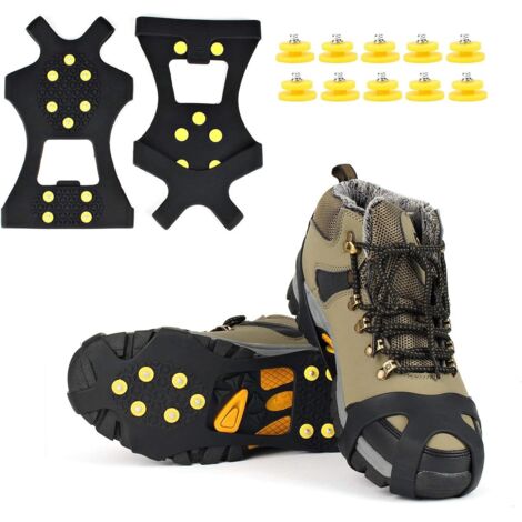 Glace Traction Crampons Antidérapant sur Chaussures/Bottes 10 Clous à Neige Grips Crampons Crampons Pointes