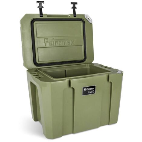 Glacière passive 50l – Polyéthylène robuste – Isolation double paroi – Conserve la glace jusqu'à 12 jours – Idéale pour camping et pêche – Petromax