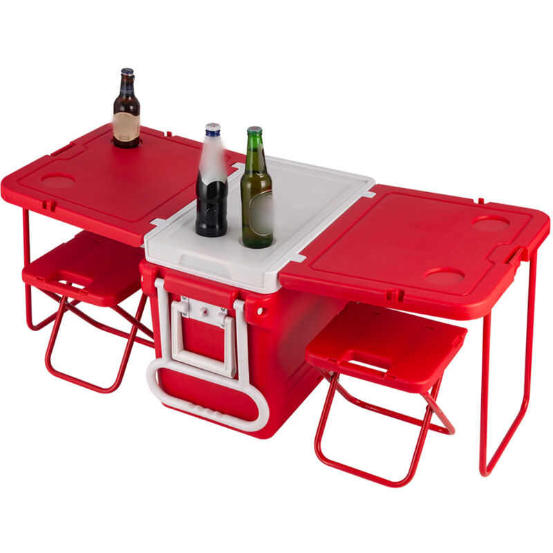 Glacière roulante de 32l, coffre à glace, Camping pique-nique en plein air, boîte d'isolation thermique Portable avec Table et chaise