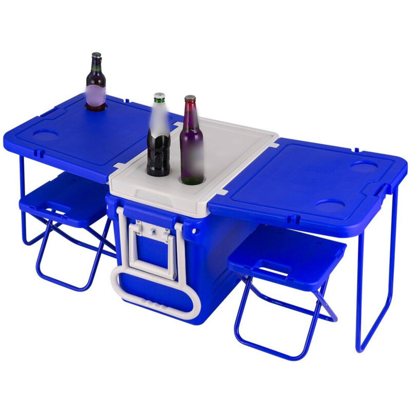 Glacière roulante de 32l, coffre à glace, Camping pique-nique en plein air, boîte d'isolation thermique Portable avec Table et chaise