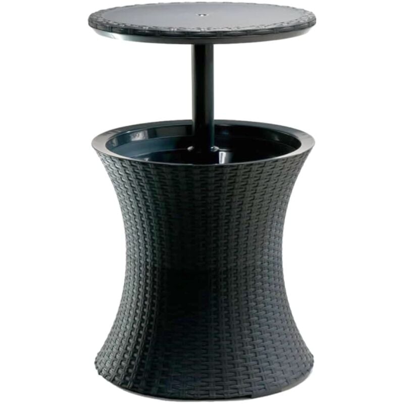 Keter Cool bar rotin Glacière, avec table rétractable, 57x 50 x 50 cm 30L, Anthracite (230903)