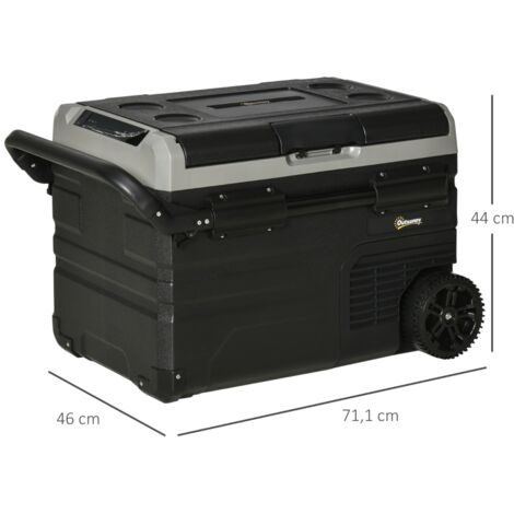 Glacière voiture 40L compresseur LED, roulettes poignées 12/24V 110-240V, camping car bateau gris noir