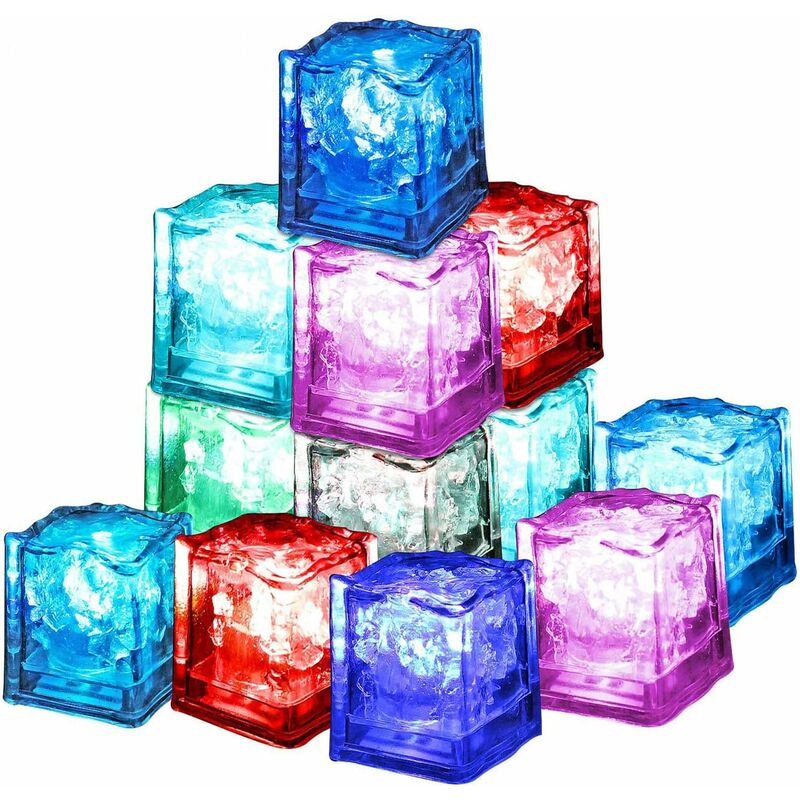 Glaçon Lumineux led Lot de 12 Coloré Carré, pour Champagne Tour, fête, Mariage, Club et Barre