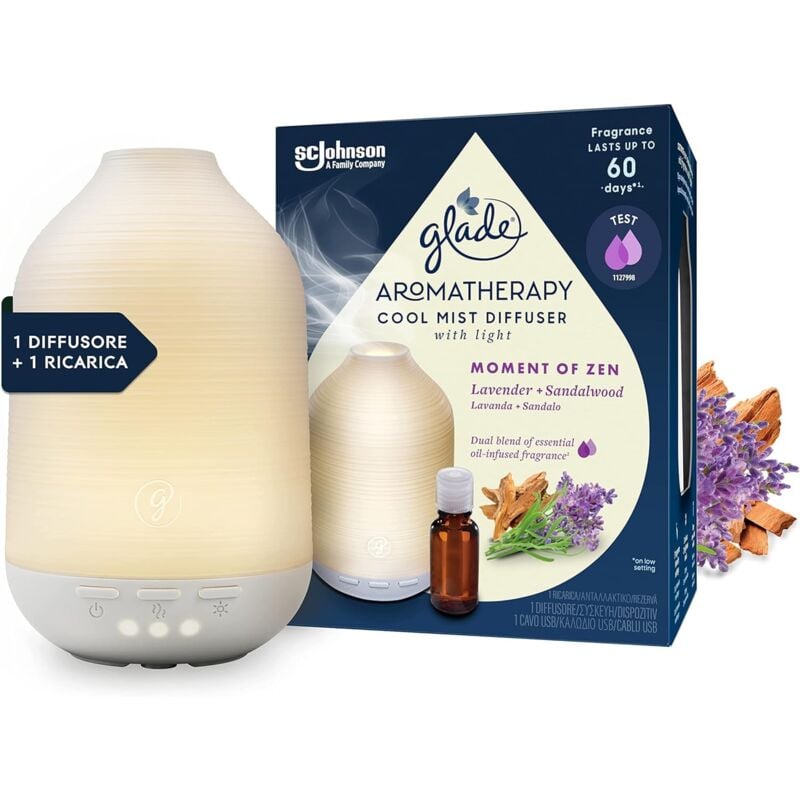 Image of Aromatherapy Diffusore di Oli Essenziali, Fragranza Moment of Zen Lavanda e Sandalo, 1 Confezione da 1 Base e 1 Ricarica - Glade