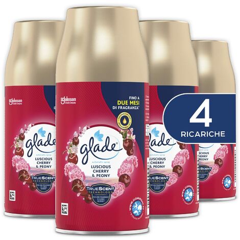 Glade Automatic Spray Ricarica, Fragranza Luscious Cherry e Peony - Confezione Scorta 4x269ml
