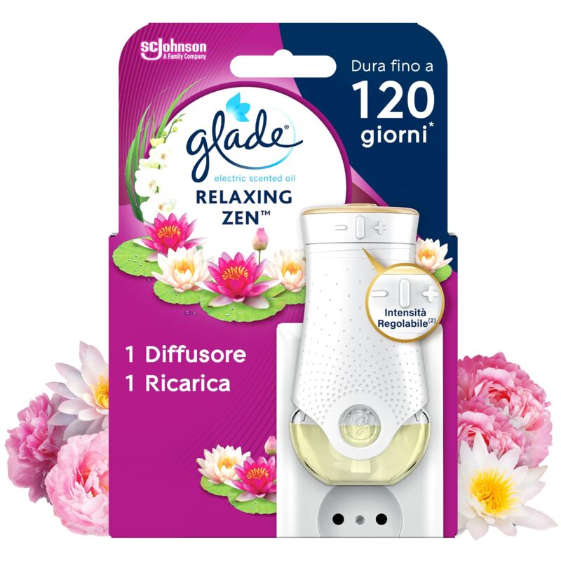 Image of Glade - Liquido Elettrico Profumatore per Ambienti con Olii Essenziali, Fragranza Relaxing Zen, 1 Diffusore e 1 Ricarica