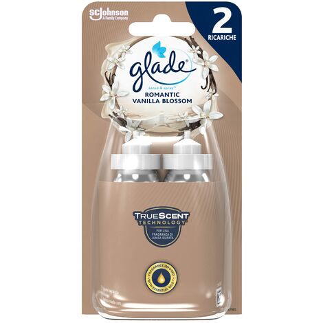 Glade Sense & Spray Doppia Ricarica, Deodorante per Ambienti con Sensore di Movimento, Fragranza Romantic Vanilla Blossom, Confezione da 2 Ricariche x 18 ml