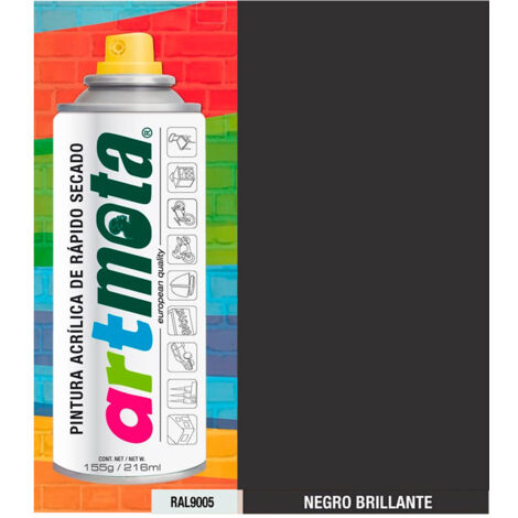 Glänzend Schwarz Spray RAL9005, 216ml Mota Werkzeuge 39900
