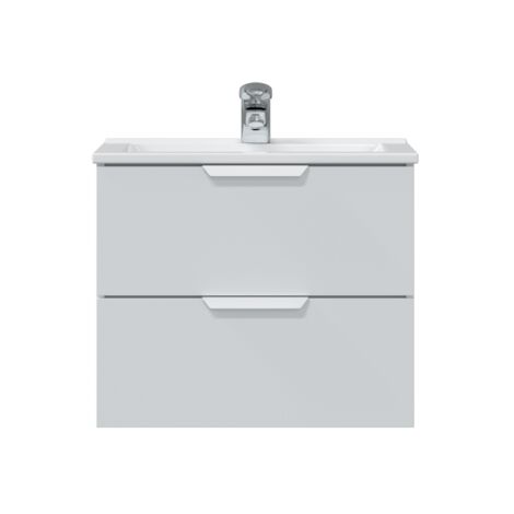Glänzend weißer 60 cm langer hängender Badezimmerschrank mit Waschbecken und 2 Schubladen