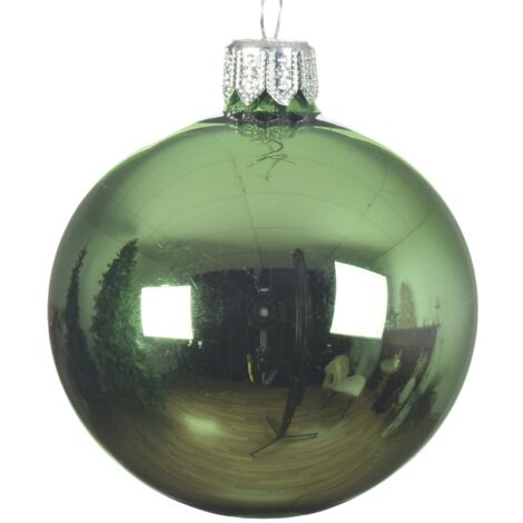 Glänzende mistelgrüne Weihnachtskugel Ø6