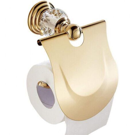 Glänzender Toilettenpapierrollenhalter mit Deckel und WC-Papierspender mit goldener Abdeckung, Wandmontage aus goldenem Metall, Toilettenzubehör für Badezimmer