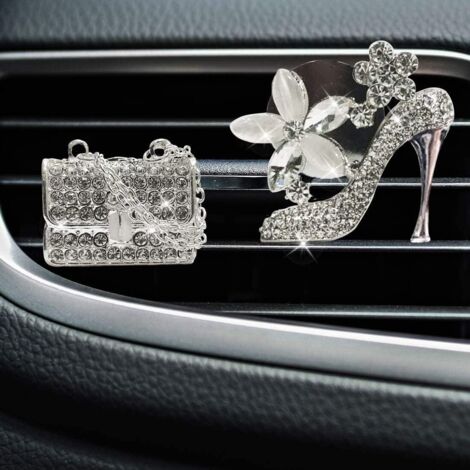 Glänzendes Auto-Accessoire: Stiletto-Absatz und Zaubertasche für Strass-Lüftungsschlitze – die perfekte Dekoration für den Innenraum Ihres Zuhauses.