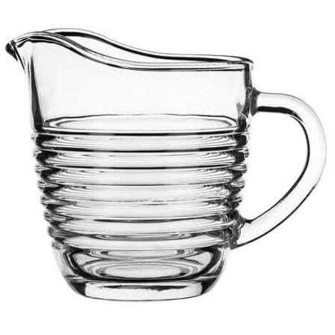 Gläsernes Sahne-Kännchen 200 ml KARIN gepresstes Streifenmuster