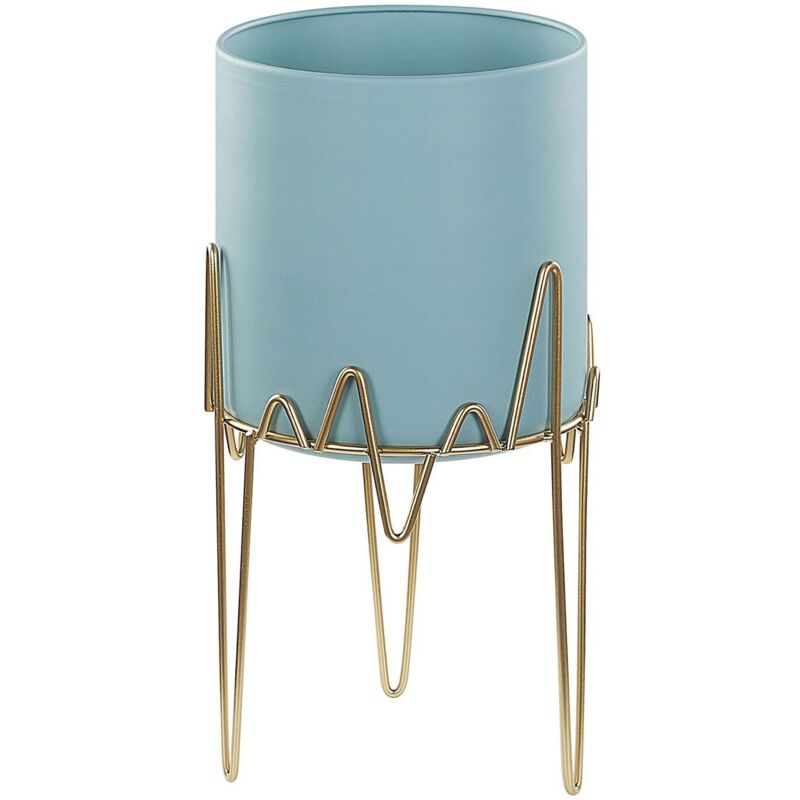 Beliani - Glam Plant Stand Indoor Outdoor Flower Pot 19 X 19 X 39 Cm Metal Blue Kalandra