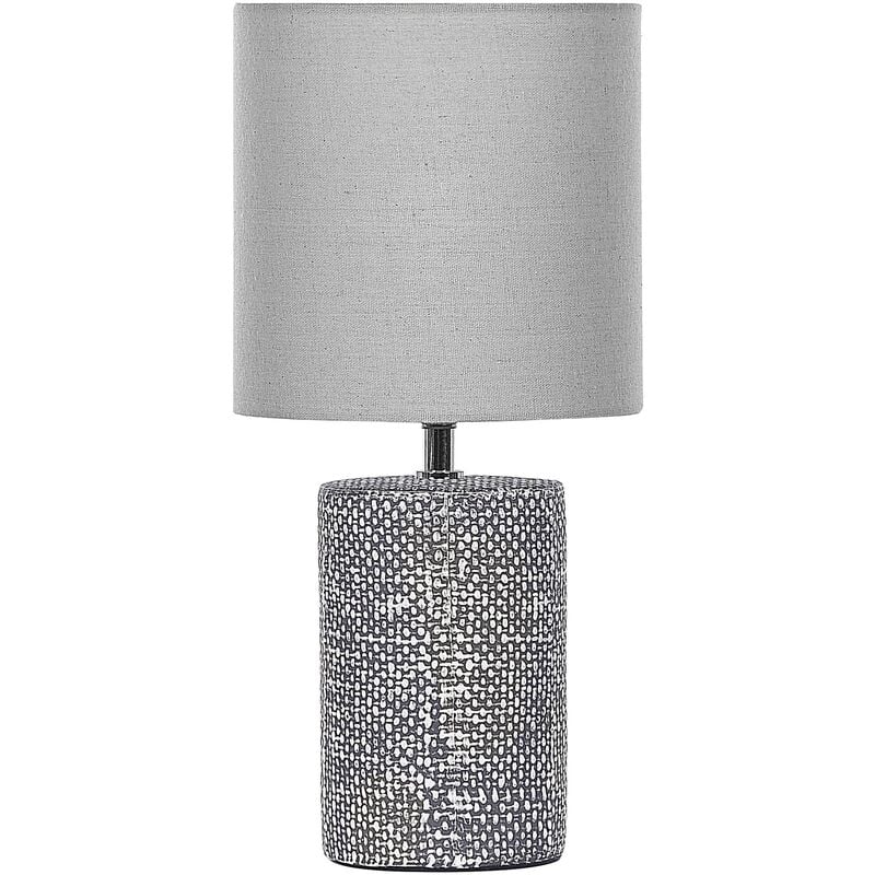 Beliani - Glam Table Lamp Ceramic Base Fabric Bedside Light Home Decor Grey Ider - Grey