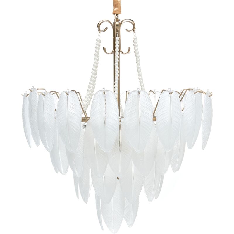Beliani - Glamour Chandelier Pendant Lamp Metal Glass Brass And Transparent Yauca