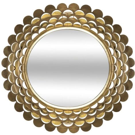 Glamour-Spiegel golden, Metallrahmen, Ø 91 cm