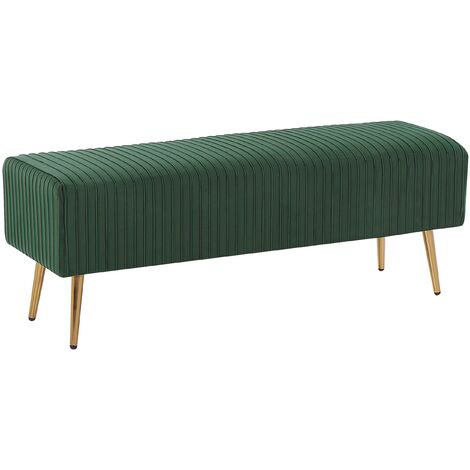 main image of "Glamour Velvet Bedroom Living Room Bench Gold Metal Legs Emerald Green Paterson"