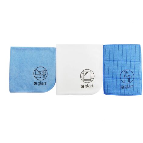 Glart 4PAS set di 3 panni in microfibra per bagno, WC, doccia, bagno, sanitari, casa, più accurati del cotone o semplici panni per la pulizia, asciugamani da cucina, strofinacci