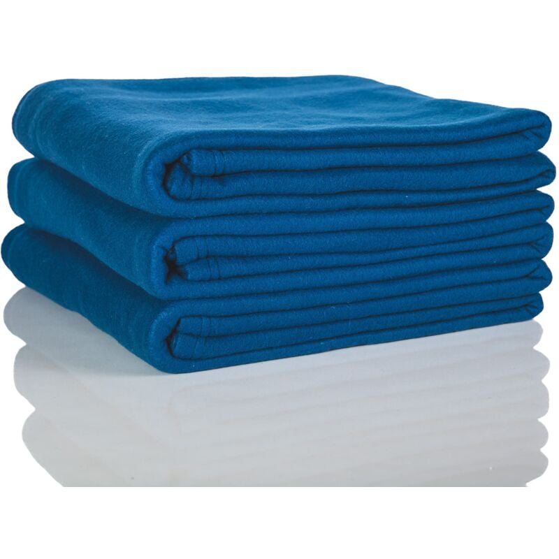 Image of Glart Set da 3 coperte in pile Oeko-Tex in blu navy, 130x160 cm, oltre 200 g/m2, come coperta per divano, coperta morbida, coperta per divano o