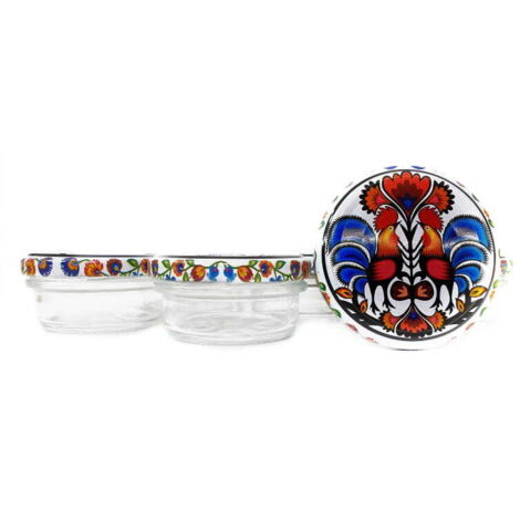 Glas 65 ml mit farbigem Deckel Fi66 - 6 Stk.