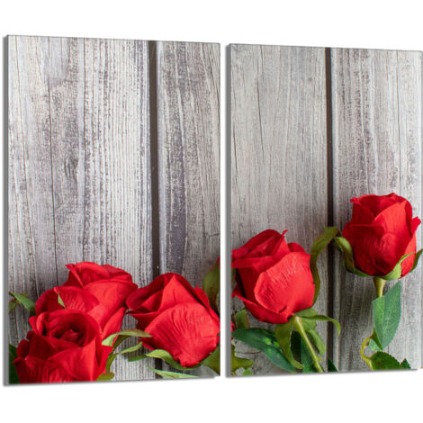 Glas-Herdplattenschutz 2x30x52 Rosen