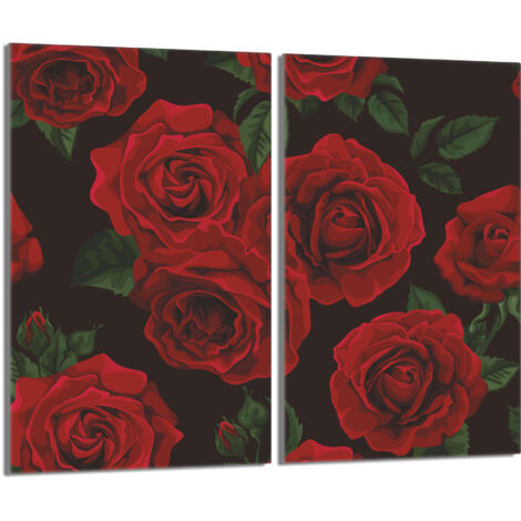 Glas-Herdplattenschutz 2x30x52 Rosen