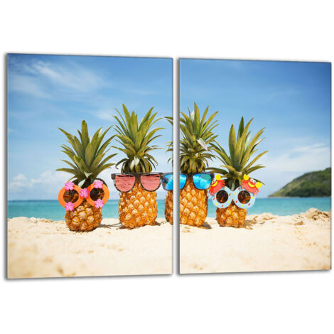 Glas-Herdplattenschutz 2x40x52 Ananas