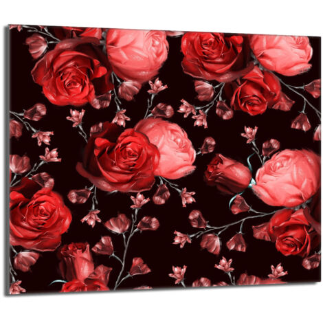 Glas-Herdplattenschutz 60x52 Rosen