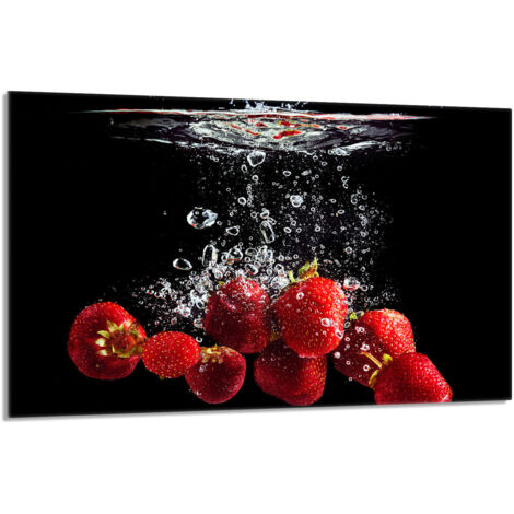 Glas-Herdplattenschutz 80x52 Erdbeeren