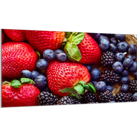 Glas-Herdplattenschutz 90x52 Erdbeeren