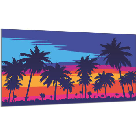 Glas-Herdplattenschutz 90x52 Palmen