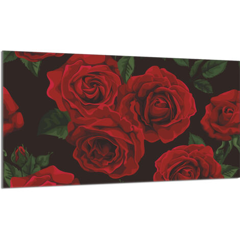 Glas-Herdplattenschutz 90x52 Rosen