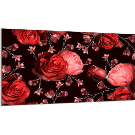 Glas-Herdplattenschutz 90x52 Rosen