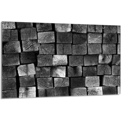 Glas Herdschutzplatte 80x52 Holz