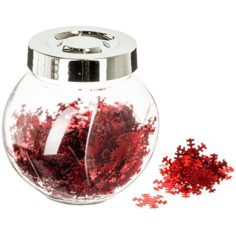 Glas mit glänzenden Tischdeko-Accessoires rot -