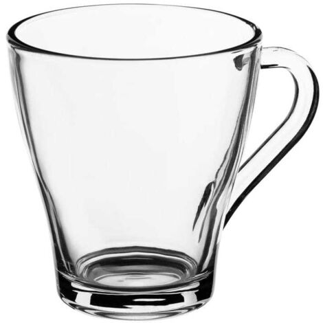 Glas mit Henkel 250 ml glatt transparent für Kaffee oder Tee