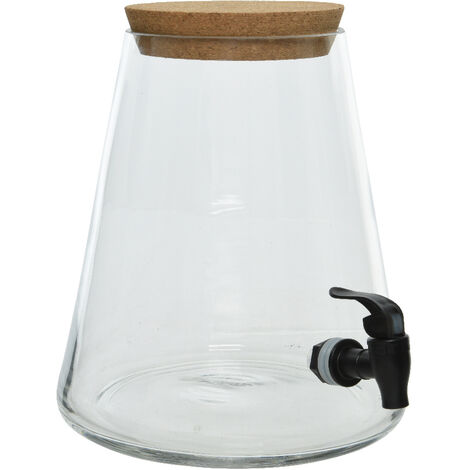 Glas mit Klarglashahn, Korkdeckel, PP-Wasserventil