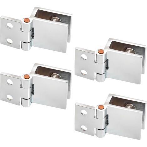 Glas-Scharnier aus Legierung, 4 Stück, Glastür-Clipscharnier für Glastüren, 0 Grad, Glasscharnier ohne Bohren für Küchenschrank-Glastürvitrine (5–8 mm Glas)