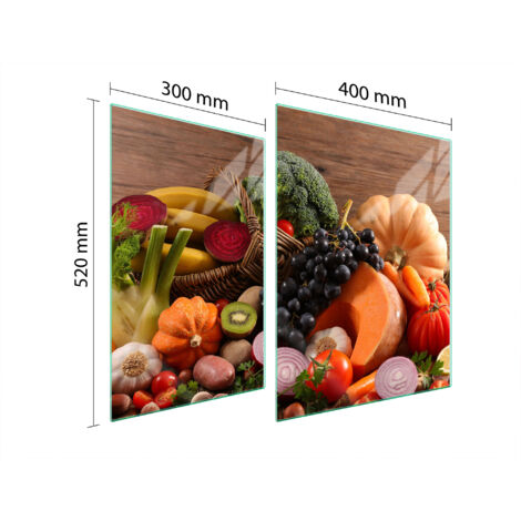 GLAS-SCHUTZPLATTE FÜR HERD 70x52 LEBENSMITTEL