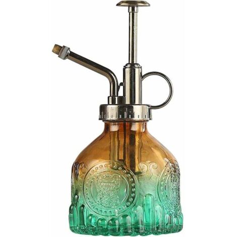 Glas-Sprühflasche, 16,5 cm hohe Vintage-Gießkanne mit Top-Pumpe, auslaufsichere Düse mit hoher Zerstäubung für Gartenpflanzen, Blumen, Reinigungslösungen