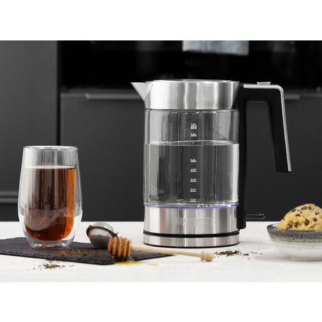 Glas Wasserkocher LONDON - 1,7L Lichtring in Blau, 2200 Watt, 360° drehbar