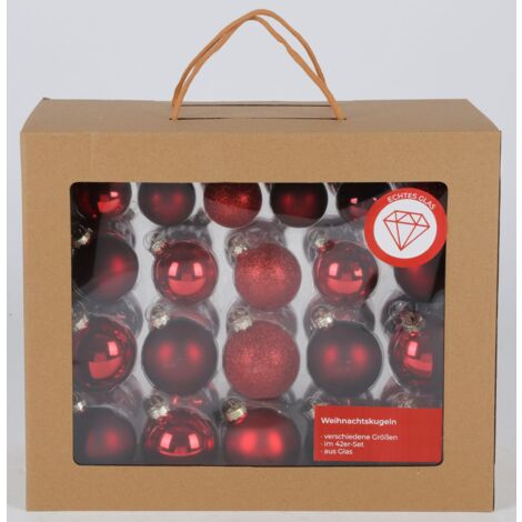 Glas-Weihnachtsbaumkugeln 42er-Set versch. Größen Baumschmuck Baumdeko Anhänger