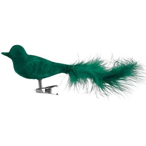 Glas-Weihnachtsbaumschmuck Vogel 2er-Set mit weichem Samtbezug Weihnachtsdeko - grün
